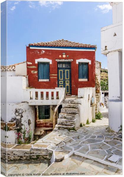Old town house, Kythnos Island Greece. Canvas Print by Chris North