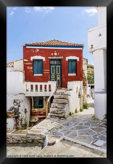 Old town house, Kythnos Island Greece. Framed Print by Chris North