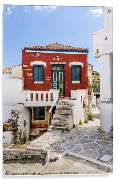 Old town house, Kythnos Island Greece. Acrylic by Chris North