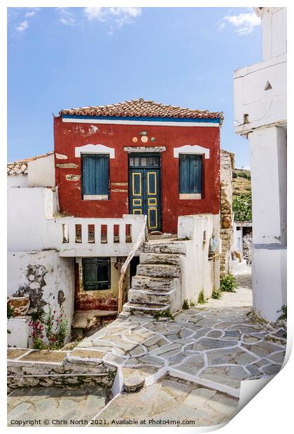 Old town house, Kythnos Island Greece. Print by Chris North