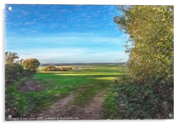 Farmland In South Oxfordshire Acrylic by Ian Lewis