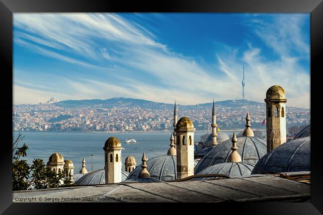 The view of the Bosphorus and old town of Istanbul. Framed Print by Sergey Fedoskin