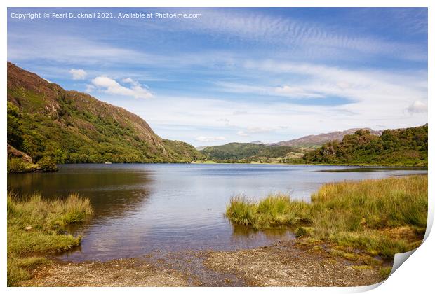Llyn Dinas Lake in Snowdonia Wales Print by Pearl Bucknall