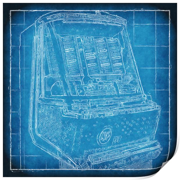 Jukebox Blueprint Print by Richard Downs