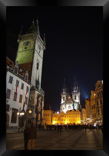 Old Town Square at Night, Prague Framed Print by Serena Bowles