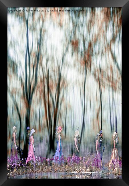 Dancing in the woods,Cornwall midday dance, Flora  Framed Print by kathy white