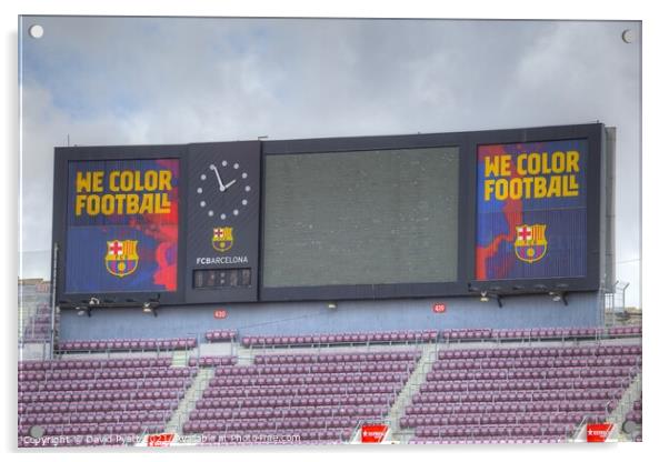 Scoreboard Nou Camp Stadium  Acrylic by David Pyatt