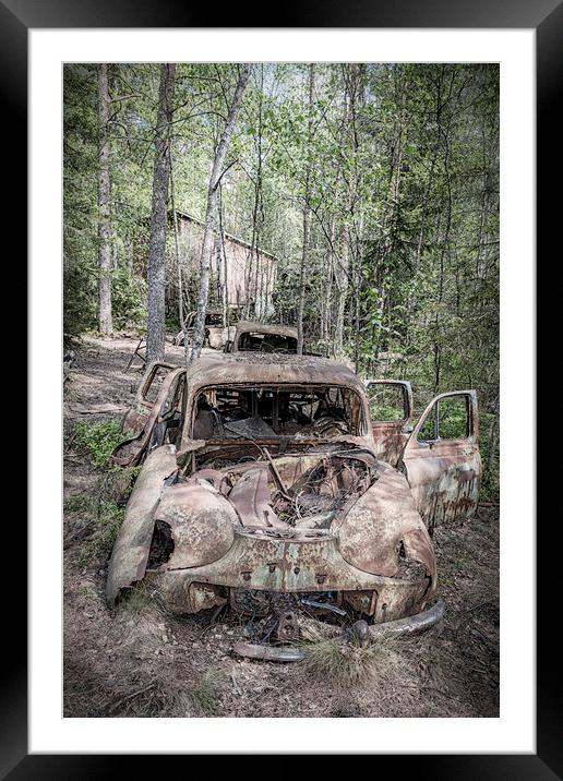 Kirkoe Mosse Bilkyrkogard Rusting Cars Framed Mounted Print by Antony McAulay