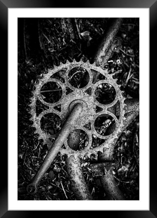 Kirkoe Mosse Bilkyrkogard Rusty Bike Monochromatic Framed Mounted Print by Antony McAulay