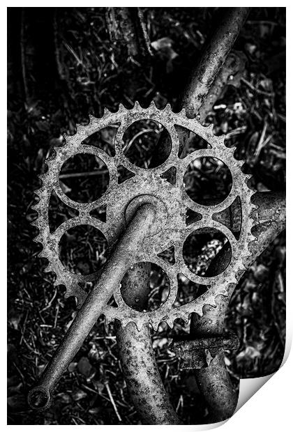 Kirkoe Mosse Bilkyrkogard Rusty Bike Monochromatic Print by Antony McAulay