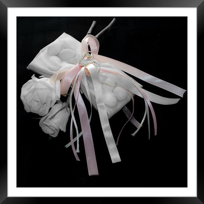 Pink Ribbons, White Roses Framed Mounted Print by Karen Martin