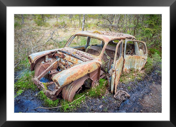 Kirkoe Mosse Bilkyrkogard Swamped Wreckage Framed Mounted Print by Antony McAulay