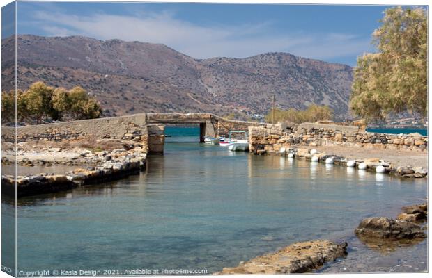 Crete: Bridge into the Blue Yonder Canvas Print by Kasia Design
