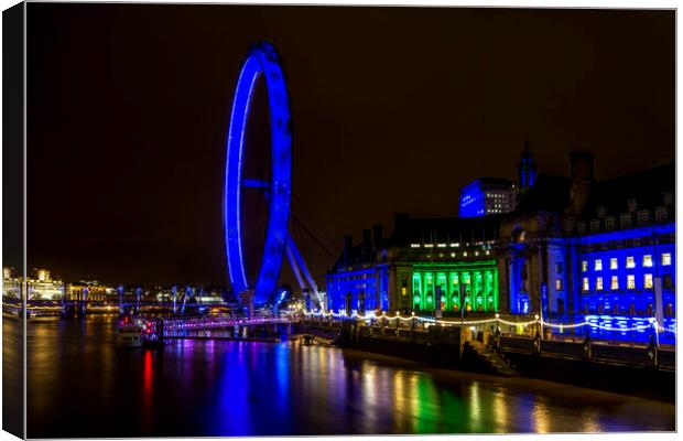 London Eye and the Thames Canvas Print by Oxon Images