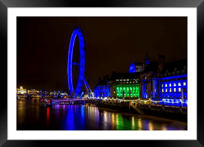 London Eye and the Thames Framed Mounted Print by Oxon Images