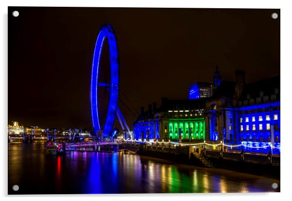 London Eye and the Thames Acrylic by Oxon Images