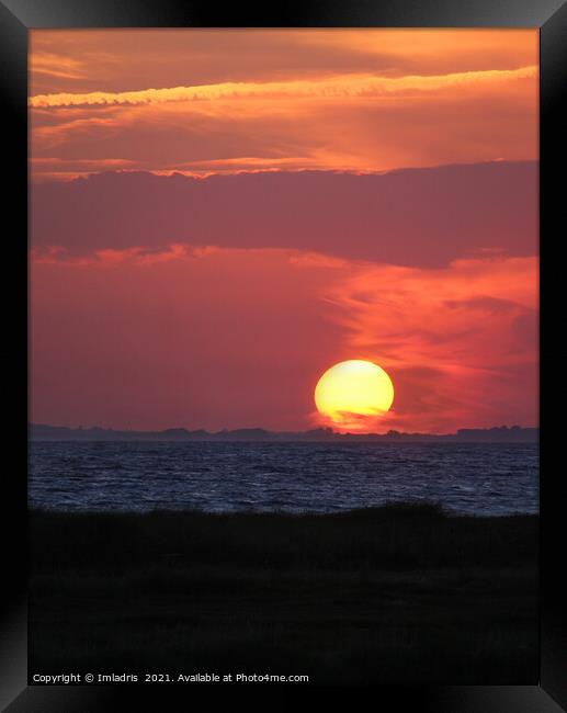 Fiery Red Sunset, Bagenkop, Denmark Framed Print by Imladris 