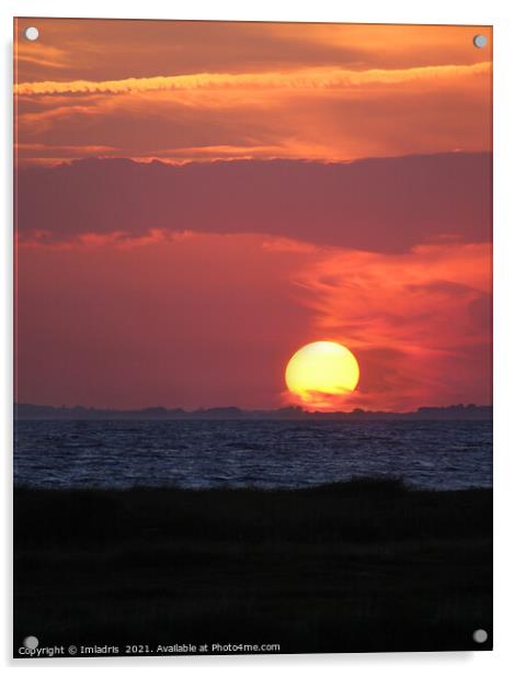 Fiery Red Sunset, Bagenkop, Denmark Acrylic by Imladris 