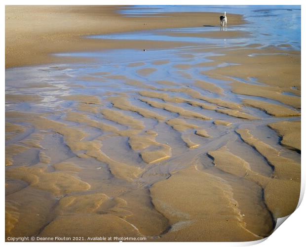 Solitude on East Hampton Beach Print by Deanne Flouton