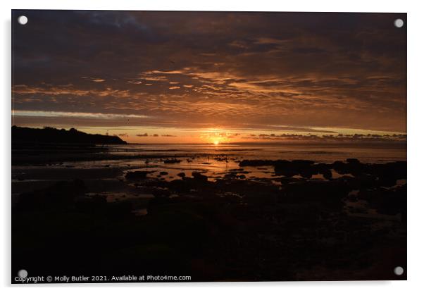 Sunrise at sea Acrylic by Molly Butler