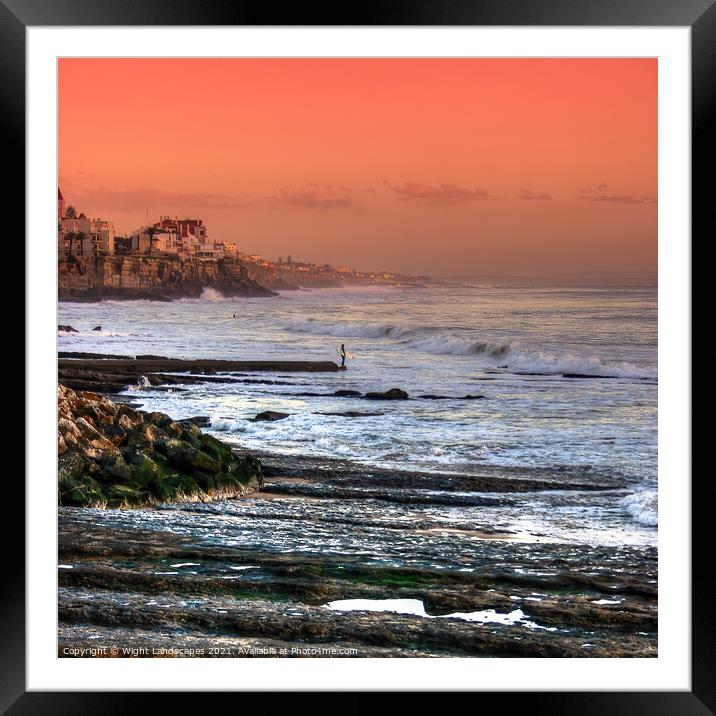 Estoril Portugal The Lone Surfer Framed Mounted Print by Wight Landscapes