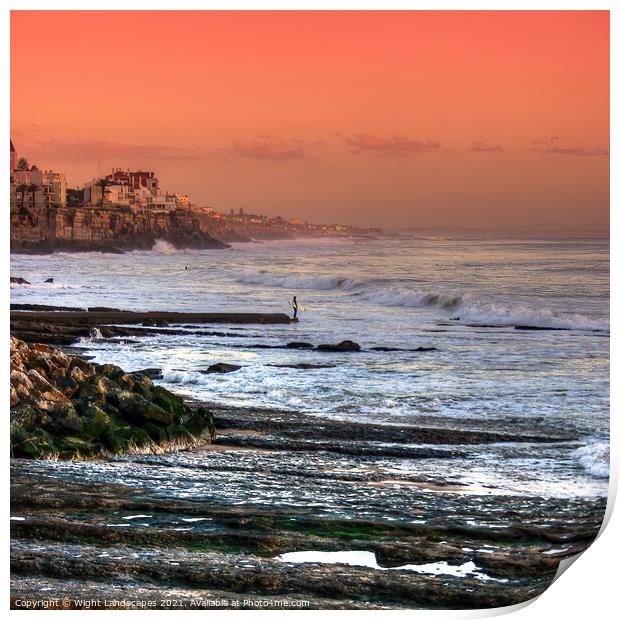 Estoril Portugal The Lone Surfer Print by Wight Landscapes