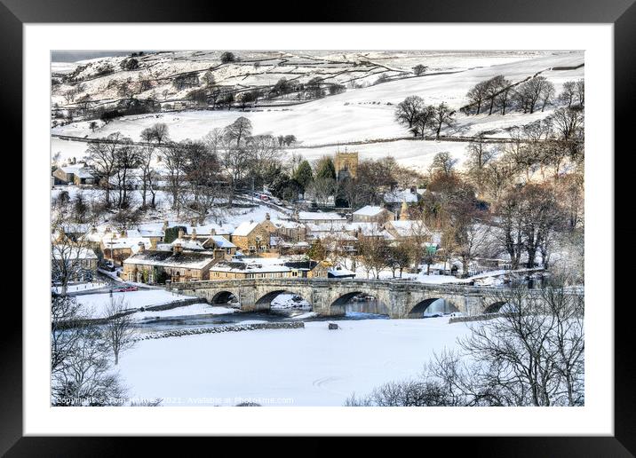 Burnsall In The Snow Framed Mounted Print by Tom Holmes
