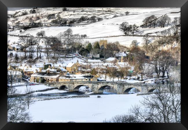 Burnsall In The Snow Framed Print by Tom Holmes