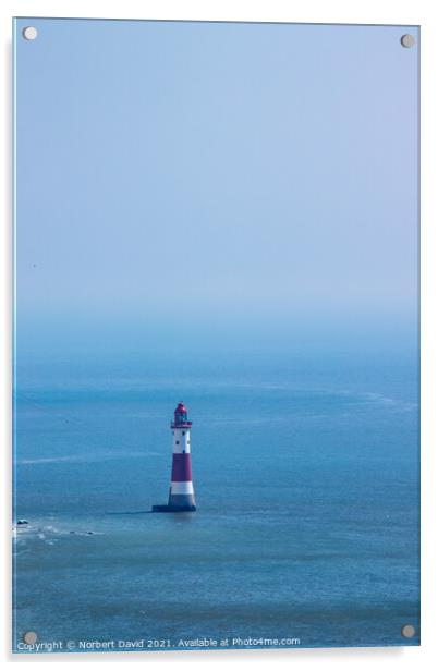 Guiding Beacon Amidst Sea's Serenity Acrylic by Norbert David