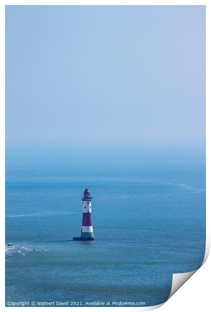 Guiding Beacon Amidst Sea's Serenity Print by Norbert David