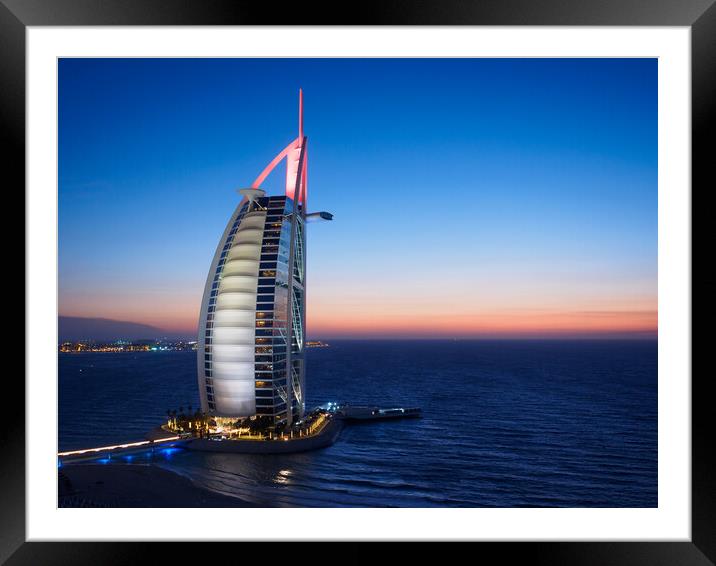 Sunset at the Burj Al Arab Framed Mounted Print by Tommy Dickson