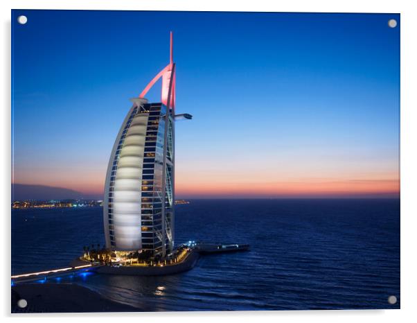 Sunset at the Burj Al Arab Acrylic by Tommy Dickson