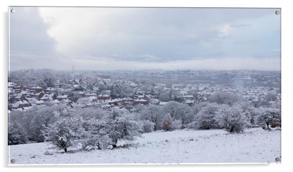 Snow covered Bolton Acrylic by Phil Durkin DPAGB BPE4