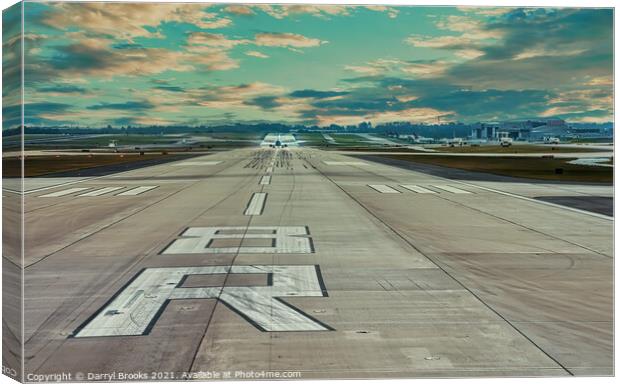 Departing Runway 8R Canvas Print by Darryl Brooks