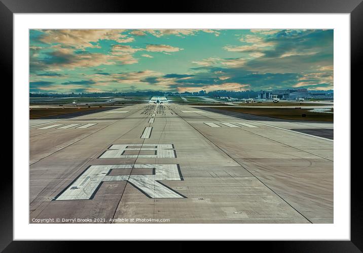 Departing Runway 8R Framed Mounted Print by Darryl Brooks