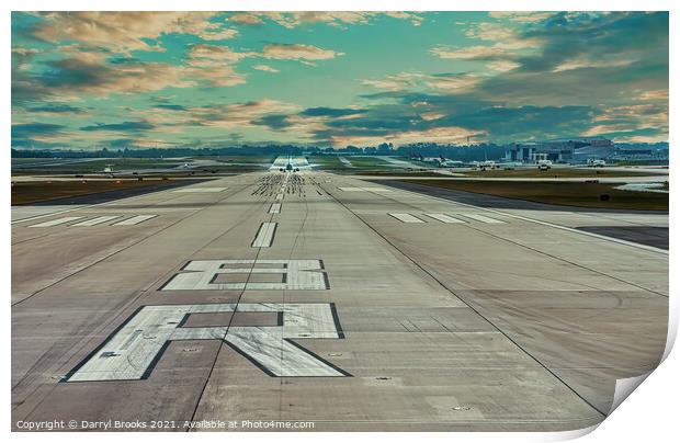 Departing Runway 8R Print by Darryl Brooks