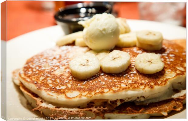 Fresh Banana Pancakes with Butter and Syrup Canvas Print by Darryl Brooks