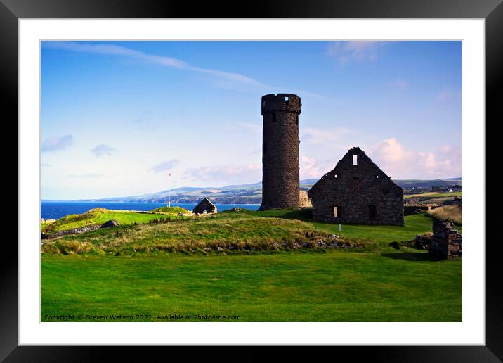 Round Tower and Garrison Hall Framed Mounted Print by Steven Watson