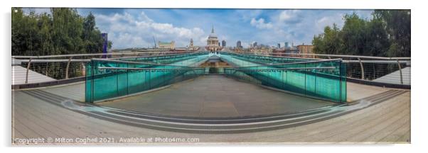 Millennium Bridge Panorama Acrylic by Milton Cogheil