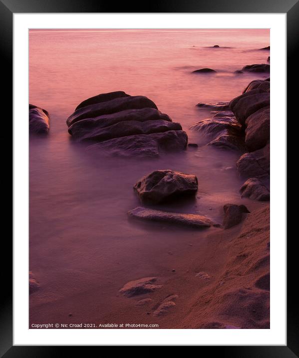 Misty sea around rocks Framed Mounted Print by Nic Croad