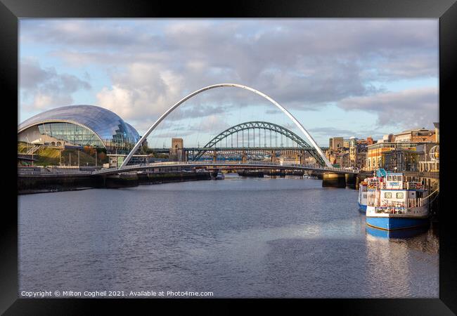Gateshead Millennium Bridge over the River Tyne Framed Print by Milton Cogheil