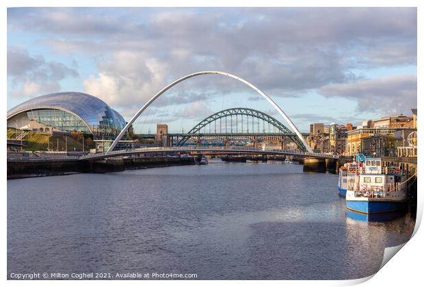 Gateshead Millennium Bridge over the River Tyne Print by Milton Cogheil