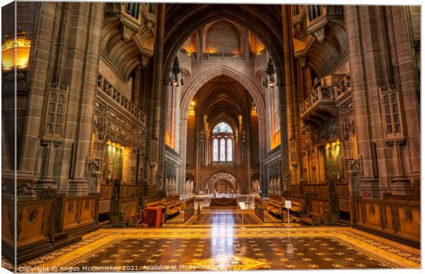 Interior of Liverpool Anglican Cathedral Canvas Print by Angus McComiskey