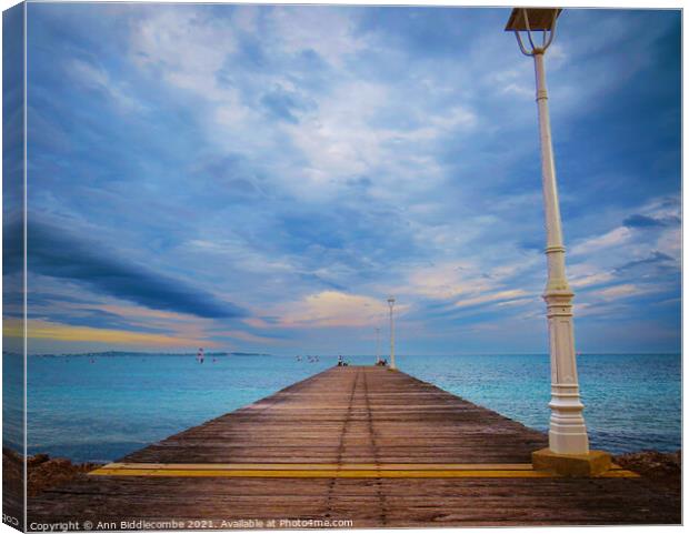 A lighter version of Jetty to nowhere  Canvas Print by Ann Biddlecombe