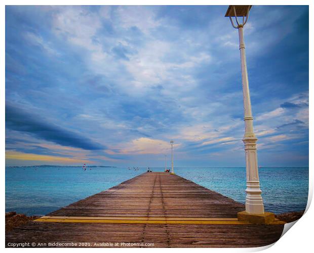 A lighter version of Jetty to nowhere  Print by Ann Biddlecombe