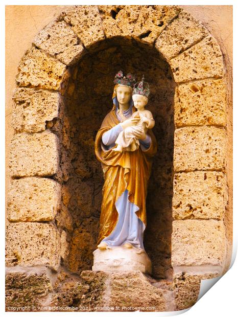 Virgin Mary and Jesus Print by Ann Biddlecombe