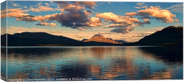  Dusk at Loch Maree-Scotland. Canvas Print by Dave Harnetty