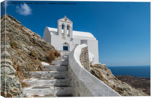 Traditional Greek Church, Serifos Canvas Print by Jo Sowden
