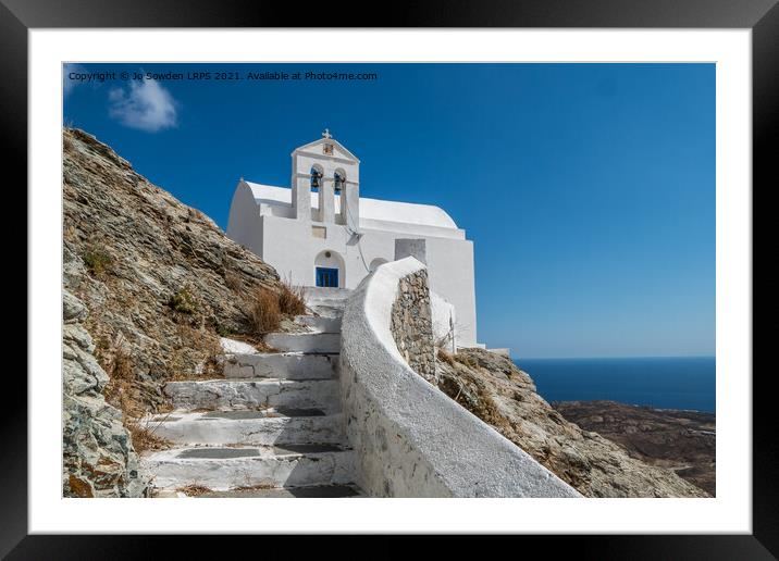Traditional Greek Church, Serifos Framed Mounted Print by Jo Sowden