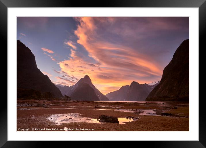 Milford Sound Sunset Framed Mounted Print by Richard Pike